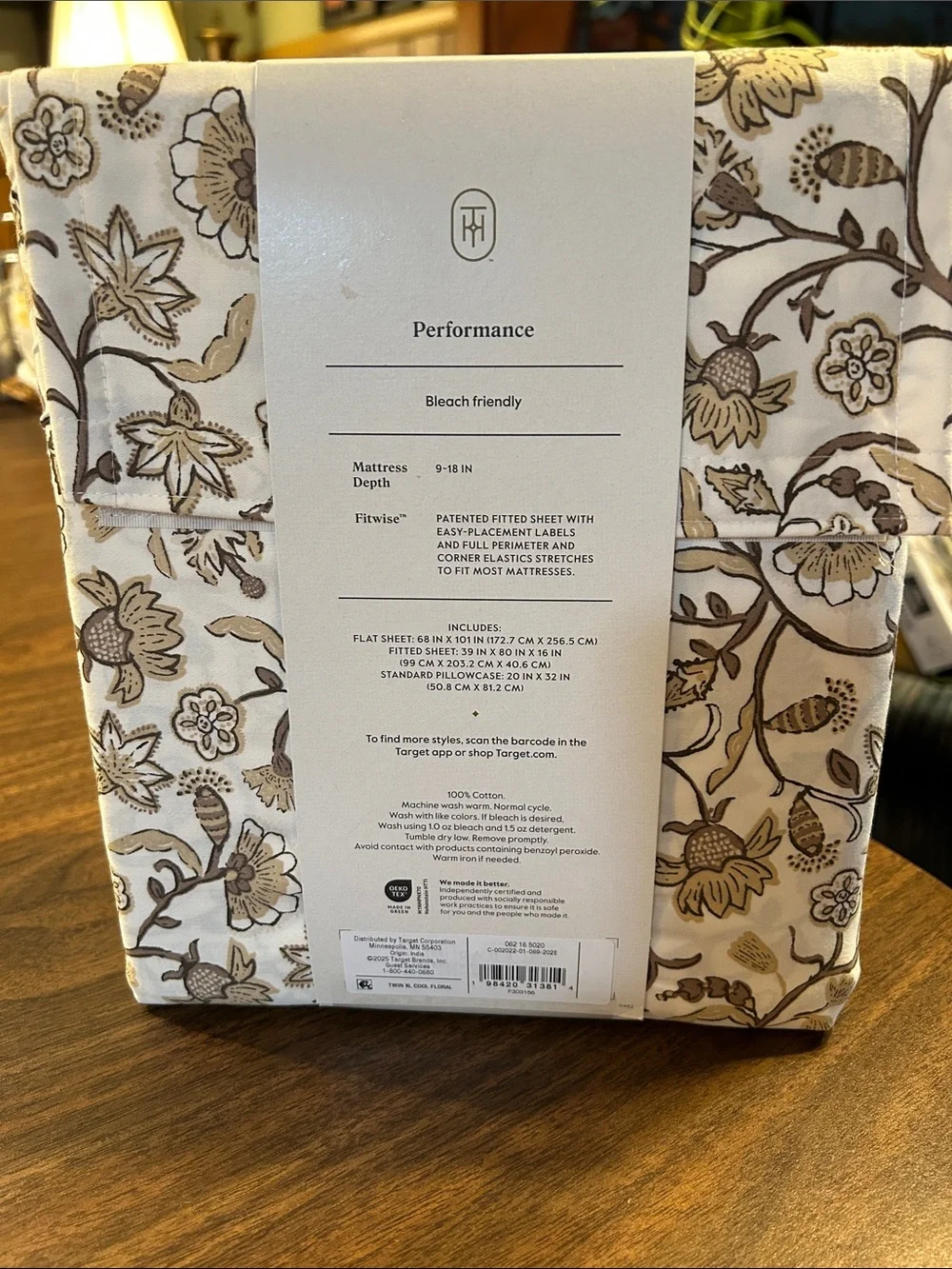 Threshold Floral Performance Sheet Set - Cream and Brown